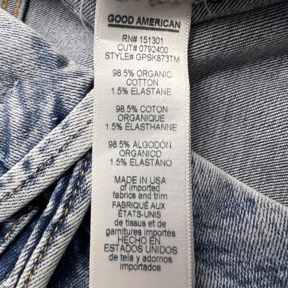 Good American Maternity Jean 8 Blue Distressed Stretch Skinny Denim Elastic Side - Picture 10 of 11